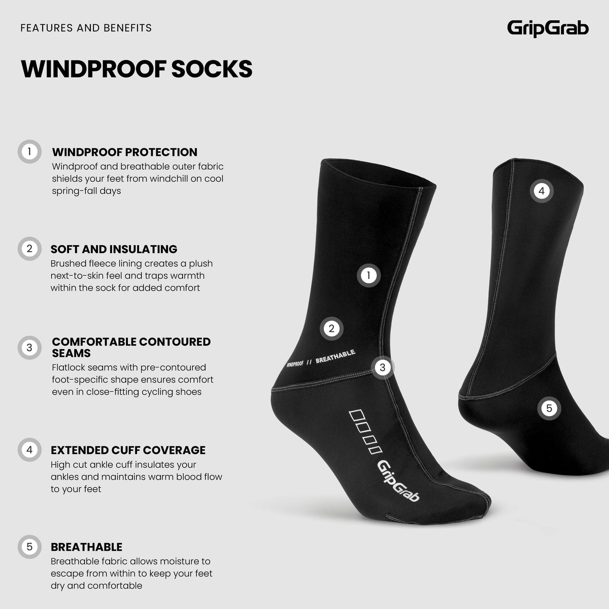 Chaussettes GRIPGRAB WINDPROOF SPRING AUTUMN Noir