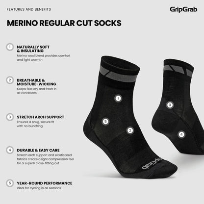 Meias GRIPGRAB MERINO REGALAR Preto (x3)