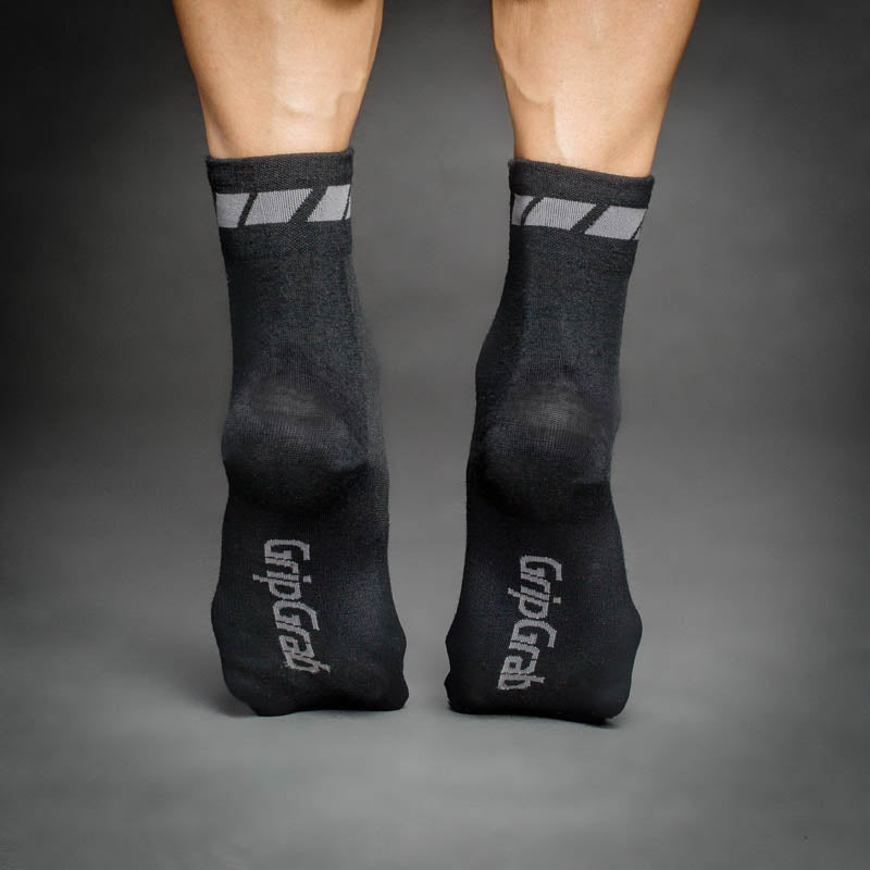 Meias GRIPGRAB de merino de corte regular pretas