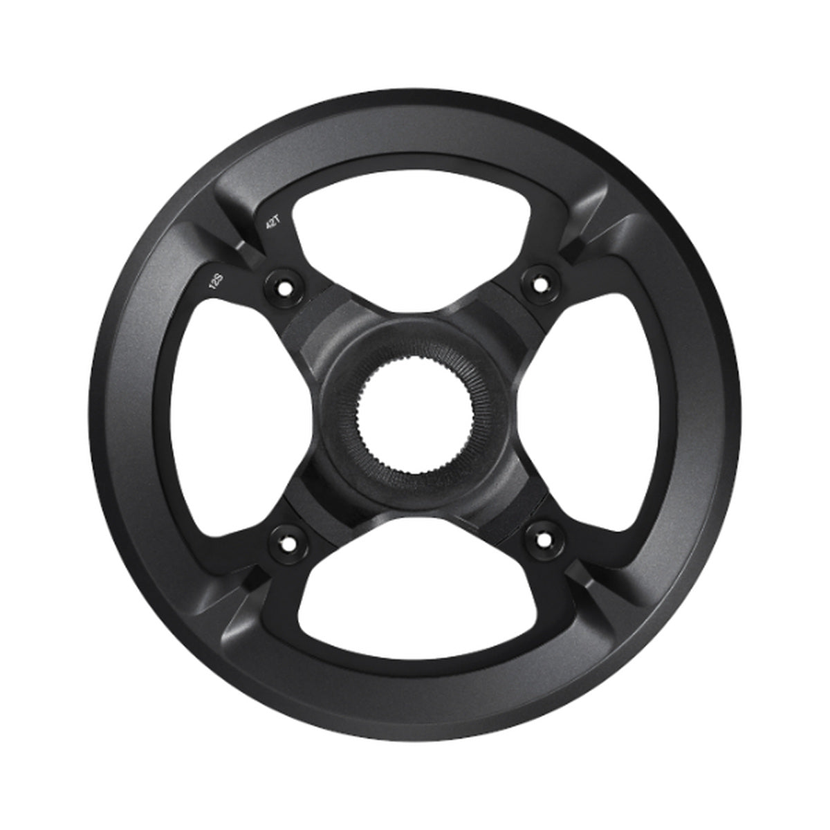 Prato único para bicicleta elétrica SHIMANO SM-CRE70-12 12V com guia de corrente duplo — vista do prato sobre fundo branco