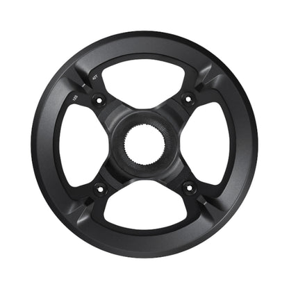 Prato único para bicicleta elétrica SHIMANO SM-CRE70-12 12V com guia de corrente duplo — vista do prato sobre fundo branco