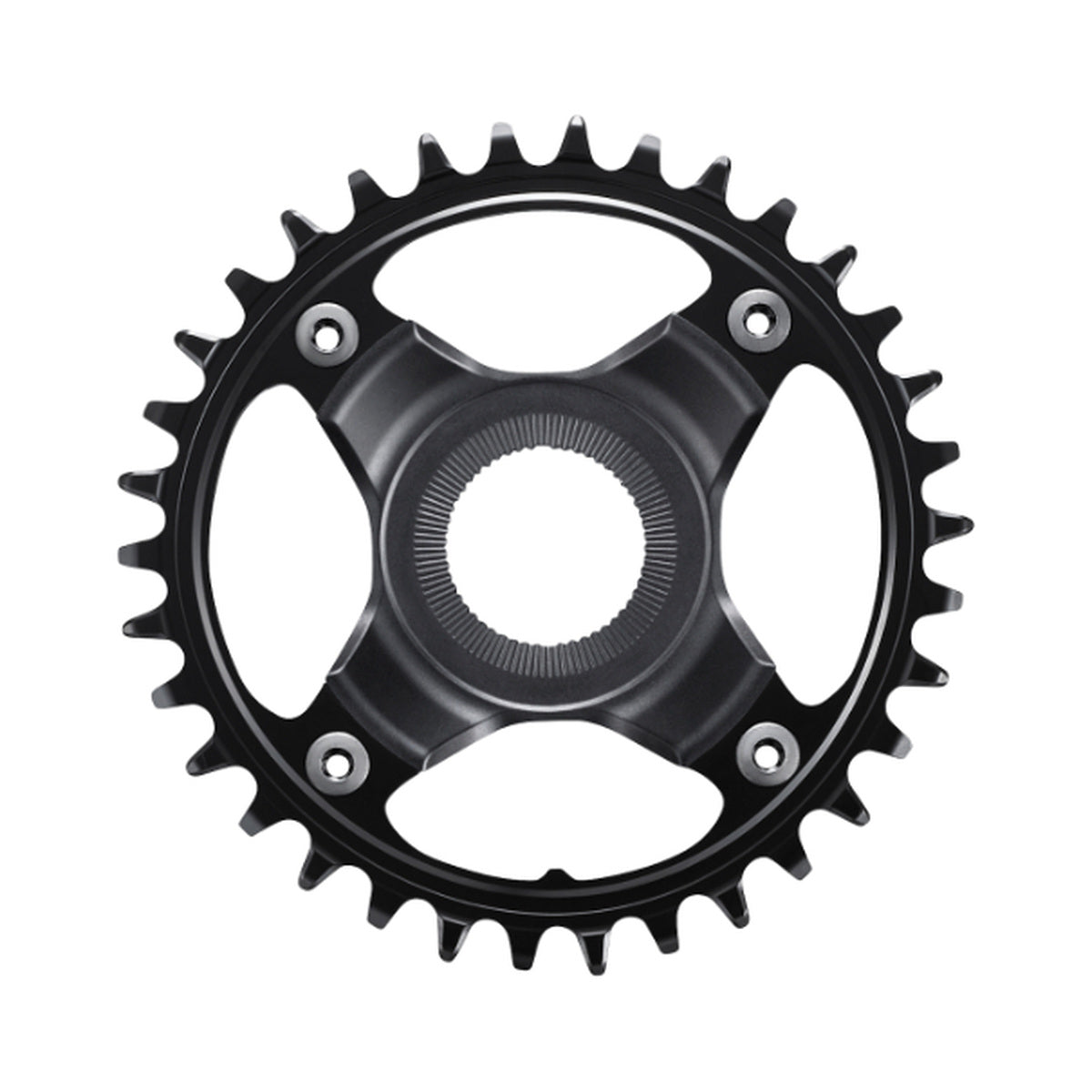 Prato único para bicicleta elétrica SHIMANO SM-CRE80-12-B 12V, linha de corrente de 55 mm — vista do prato sobre fundo branco