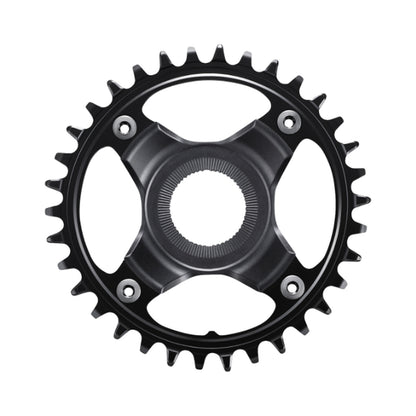 Prato único para bicicleta elétrica SHIMANO SM-CRE80-12-B 12V, linha de corrente de 55 mm — vista do prato sobre fundo branco