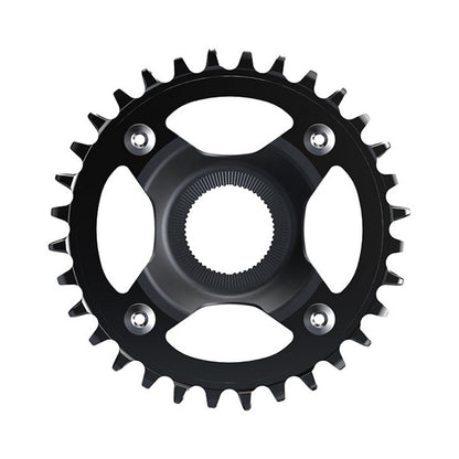 Prato único para bicicleta elétrica SHIMANO CR-EM800 12V — vista do prato sobre fundo branco