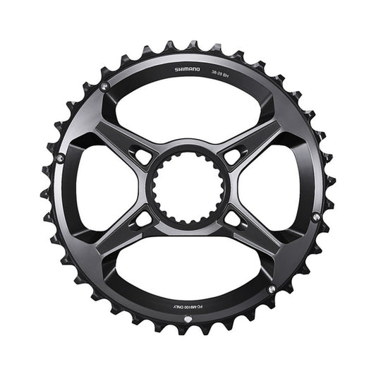 Prato exterior SHIMANO XTR para FC-M9100-2 (28-38 dentes) 12V — vista do prato sobre fundo branco