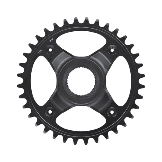 Prato único para bicicleta elétrica SHIMANO SM-CRE70-12-B 12V, linha de corrente de 55 mm — vista do prato sobre fundo branco