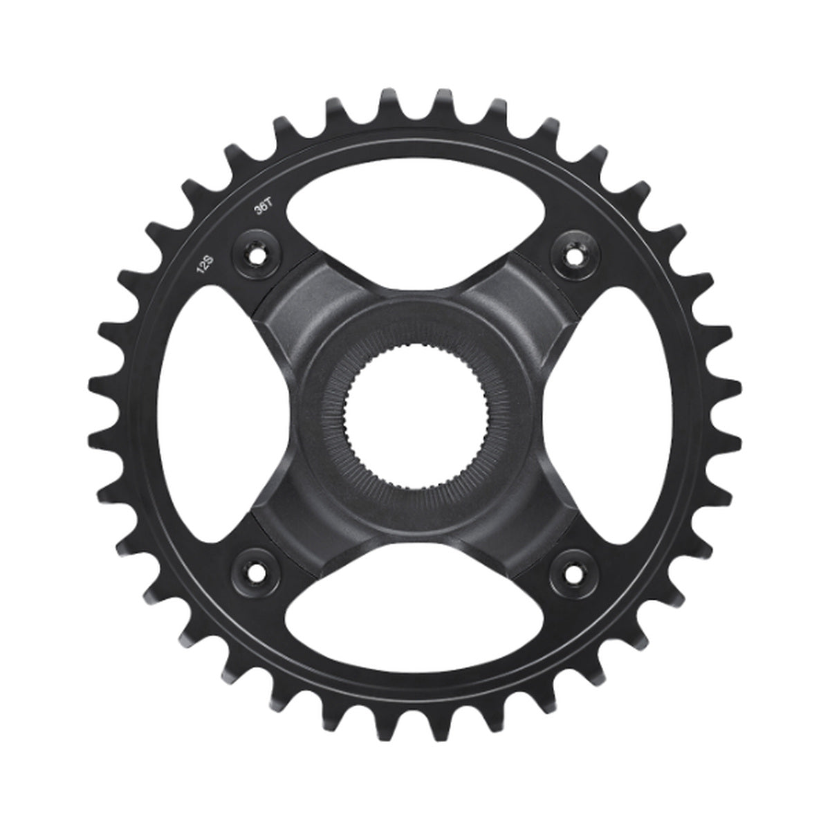 Prato único para bicicleta elétrica SHIMANO SM-CRE70-12-B 12V, linha de corrente de 53 mm — vista do prato sobre fundo branco