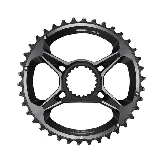 Prato exterior SHIMANO XTR para FC-M9120-B2 (28-38 dentes) 12V — vista do prato sobre fundo branco