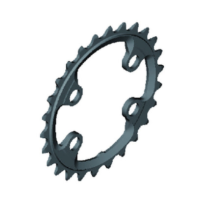 Prato interior SHIMANO XTR para FC-M9020-2/FC-M9000-2/FC-M9020-B2 (28-38 dentes) 11V — vista do prato sobre fundo branco