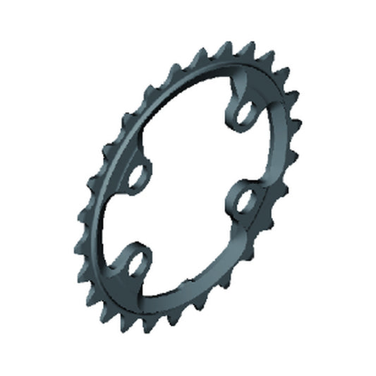 Prato interior SHIMANO XTR para FC-M9020-2/FC-M9000-2/FC-M9020-B2 (28-38 dentes) 11V — vista do prato sobre fundo branco