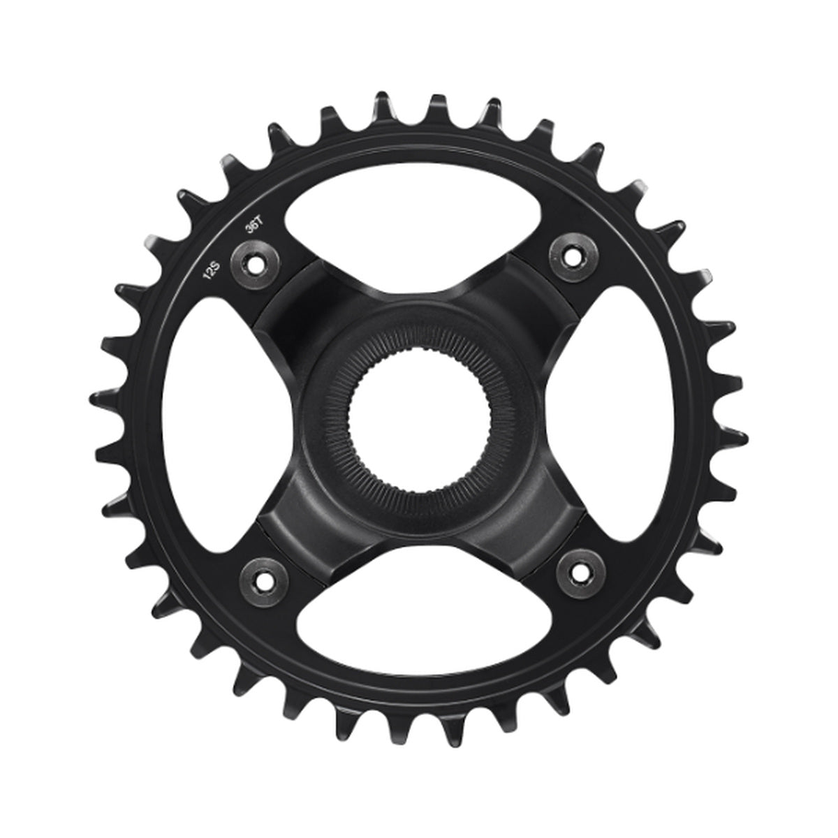 Prato único para bicicleta elétrica SHIMANO SM-CRE80-12-B 12V, linha de corrente de 53 mm — vista do prato sobre fundo branco