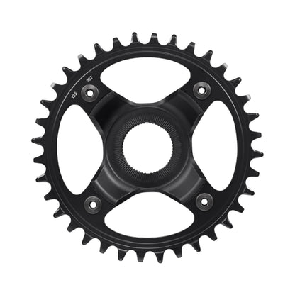Prato único para bicicleta elétrica SHIMANO SM-CRE80-12-B 12V, linha de corrente de 53 mm — vista do prato sobre fundo branco