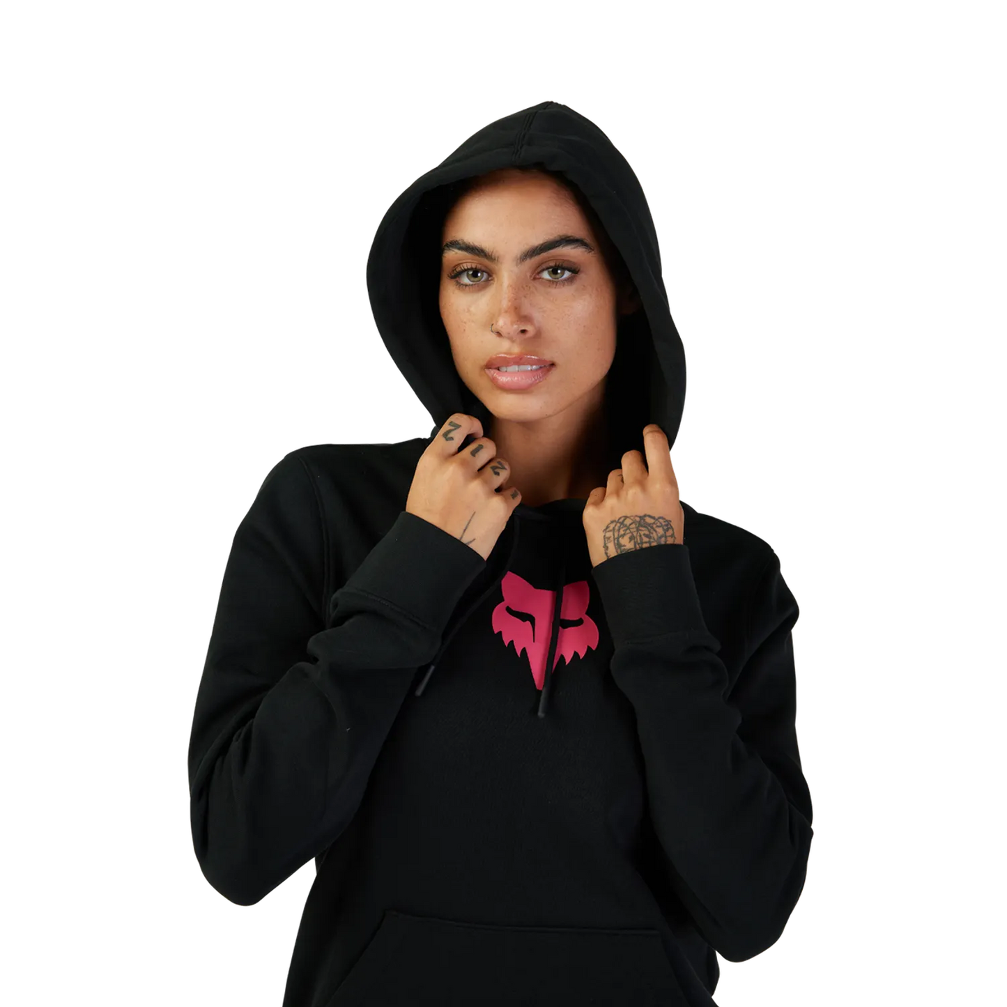 Casaco com capuz FOX HEAD preto/rosa para mulher