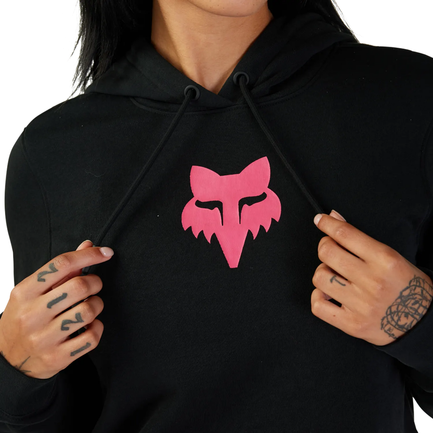 Casaco com capuz FOX HEAD preto/rosa para mulher