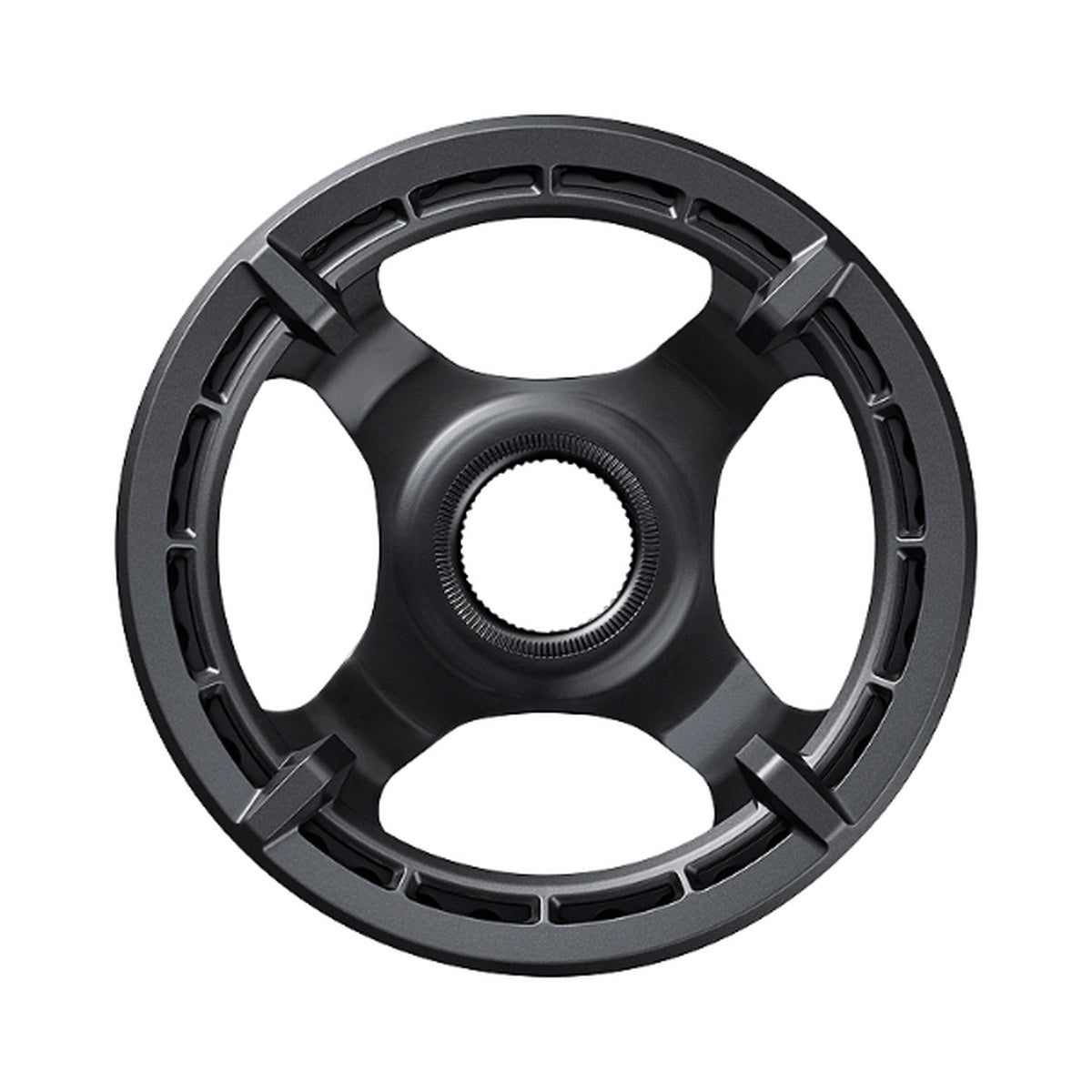Prato único para bicicleta elétrica SHIMANO SM-CRE61 9/10/11V com guia de corrente simples — vista do prato sobre fundo branco
