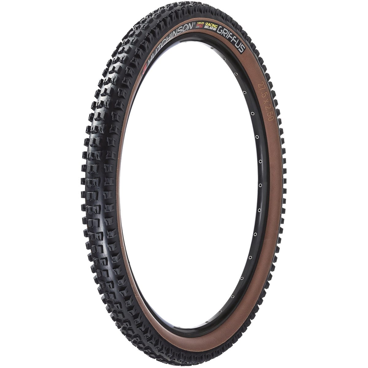 Pneu HUTCHINSON GRIFFUS 27,5x2.5 RACING LAB HARDSKIN RACE RIPOST GRAVITY TUBELESS READY TRINGLE SOUPLE Noir/Marron