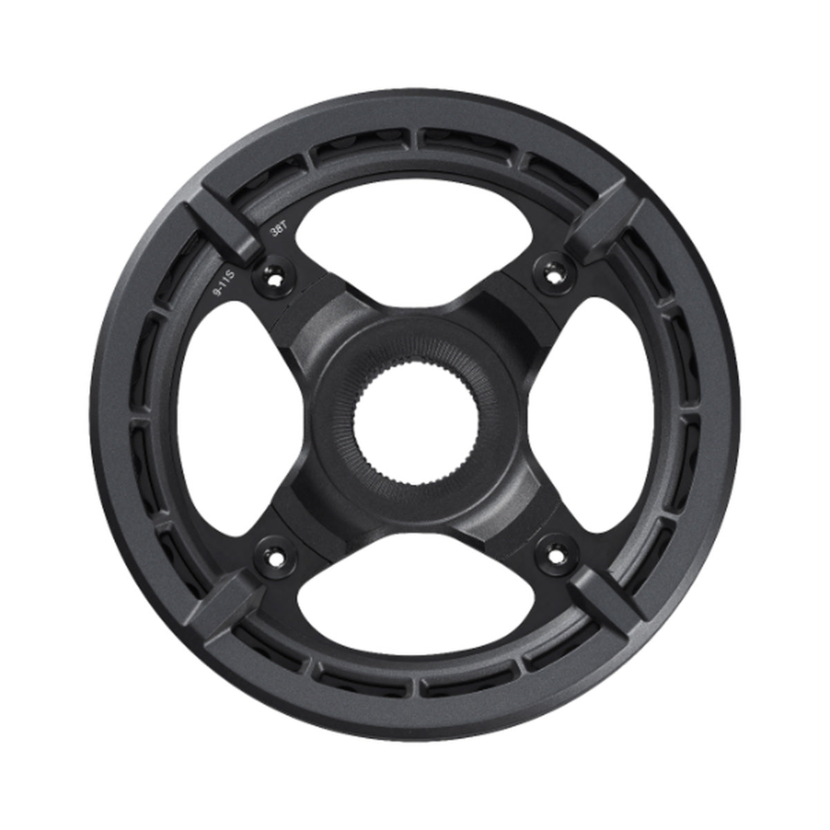 Prato único para bicicleta elétrica SHIMANO SM-CRE70 9/10/11V com guia de corrente duplo — vista do prato sobre fundo branco