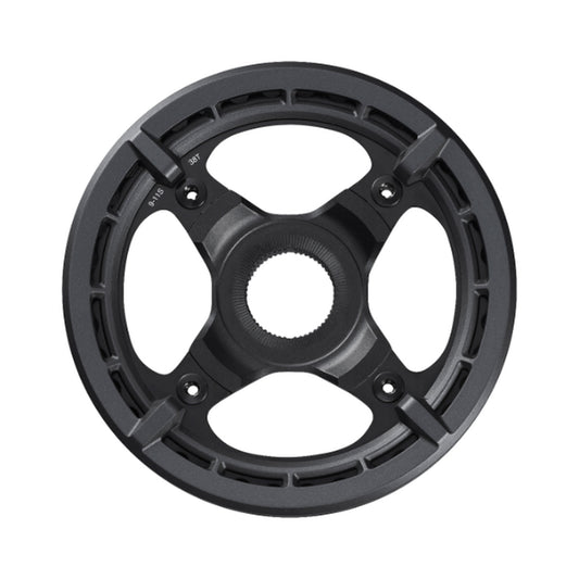 Prato único para bicicleta elétrica SHIMANO SM-CRE70 9/10/11V com guia de corrente duplo — vista do prato sobre fundo branco