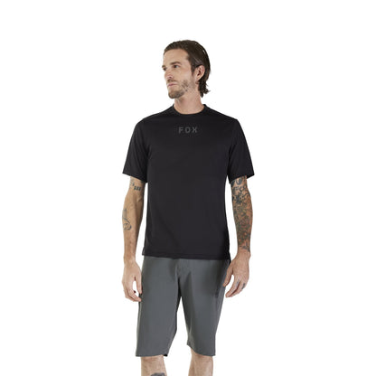 Maillot FOX RANGER WORDMARK Mangas Curtas Preto