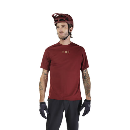 Maillot FOX RANGER WORDMARK Mangas Curtas Bordô