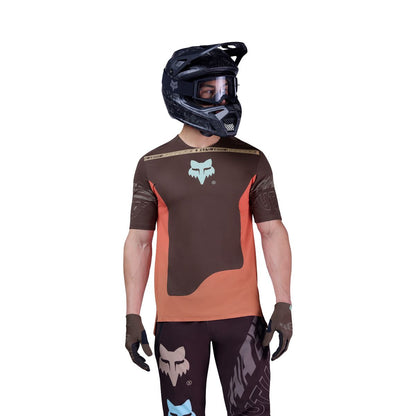 Maillot FOX FLEXAIR ELEVATED Mangas Curtas Castanho/Laranja