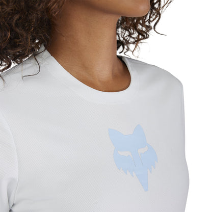 Maillot FOX RANGER HEAD Feminino Mangas Curtas Azul Claro