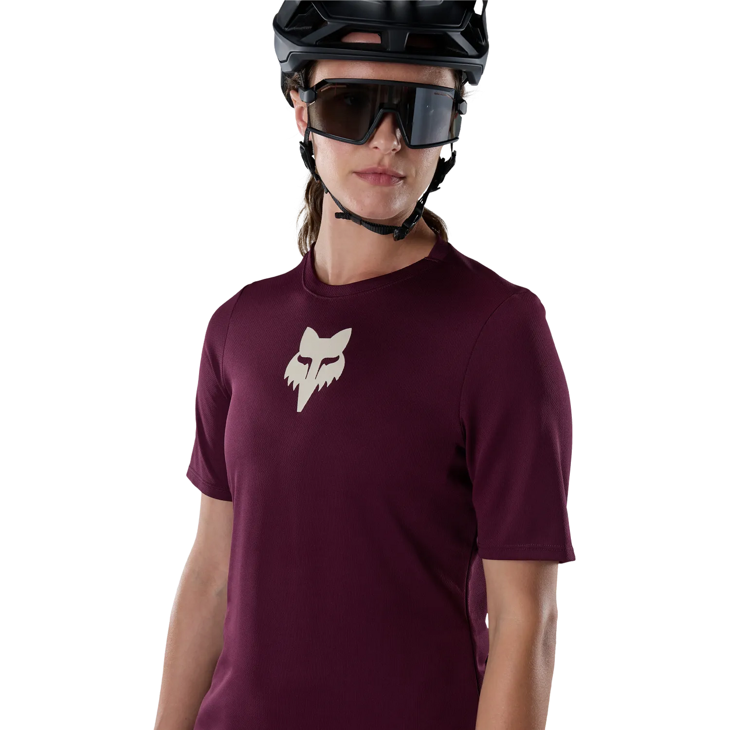 Maillot FOX RANGER FOX HEAD Mangas Curtas Mulher Bordô