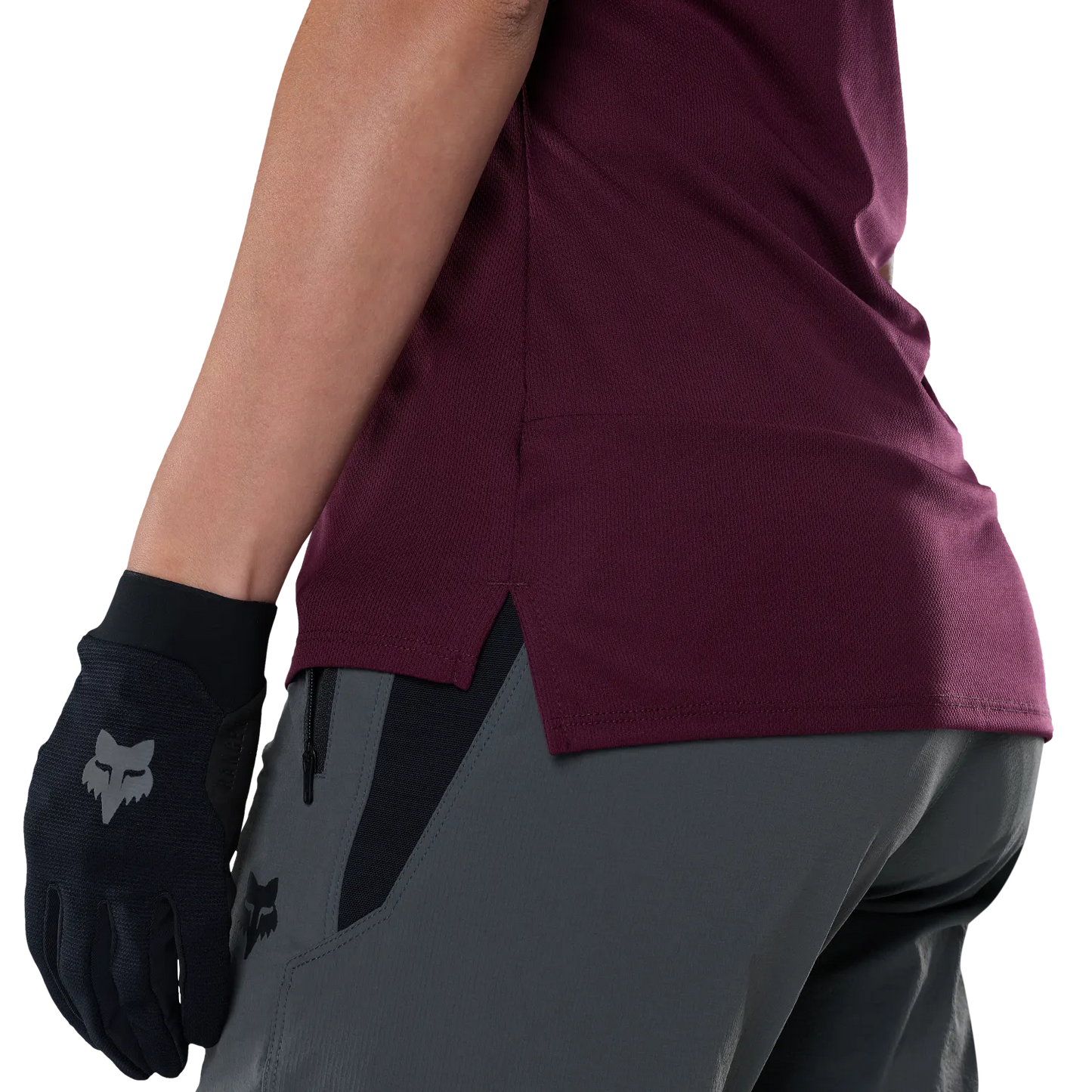 Maillot FOX RANGER FOX HEAD Mangas Curtas Mulher Bordô