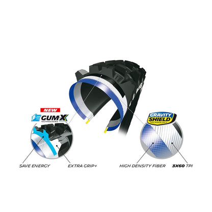 Pneu MICHELIN E-WILD FRONT 27.5x2.60 GUM-X Tubeless Ready Flexível