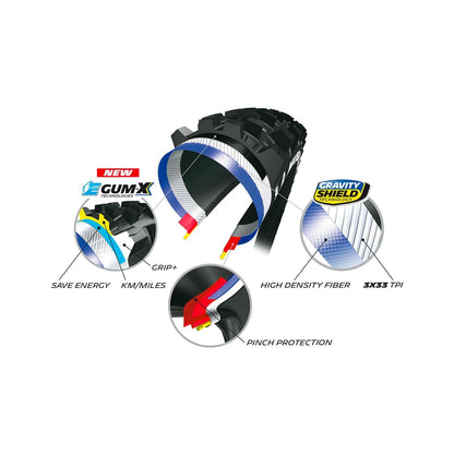 Pneu MICHELIN E-WILD REAR 27.5x2.60 GUM-X Tubeless Ready Flexível