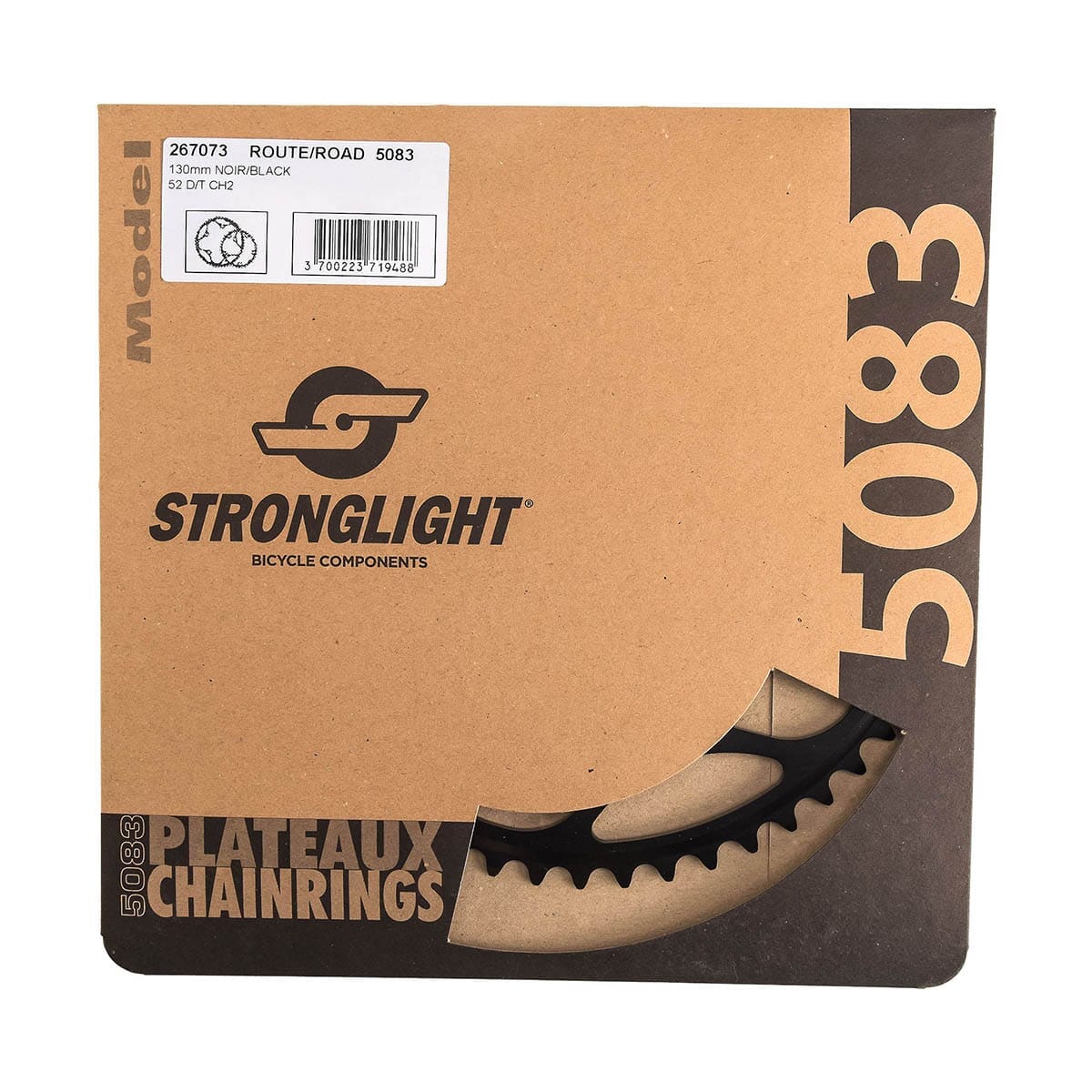 Plateau Extérieur 9/10V STRONGLIGHT ALU 5083 Type S 130 mm Noir