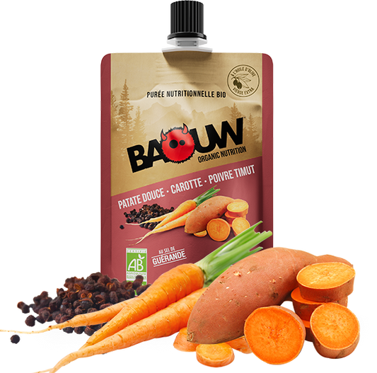 BAOUW Puré Energético Biológico Receita Saborosa Batata Doce/Cenoura/Pimenta (90g)