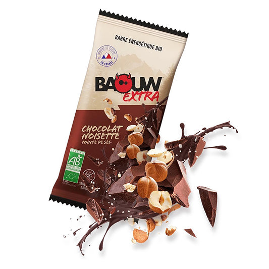 BAOUW ORGANIC EXTRA Barra energética de chocolate com avelãs (50g)