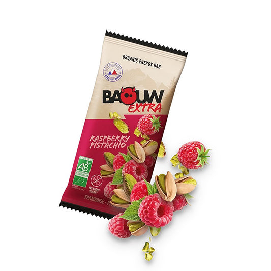 BAOUW ORGANIC EXTRA Barra energética de framboesa e pistácio (50g)