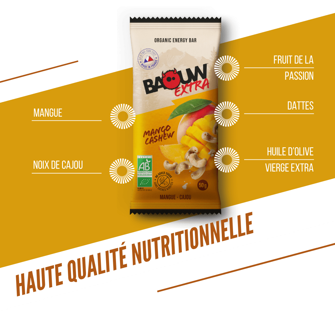 BAOUW ORGANIC EXTRA Barra energética de manga e caju (50g)