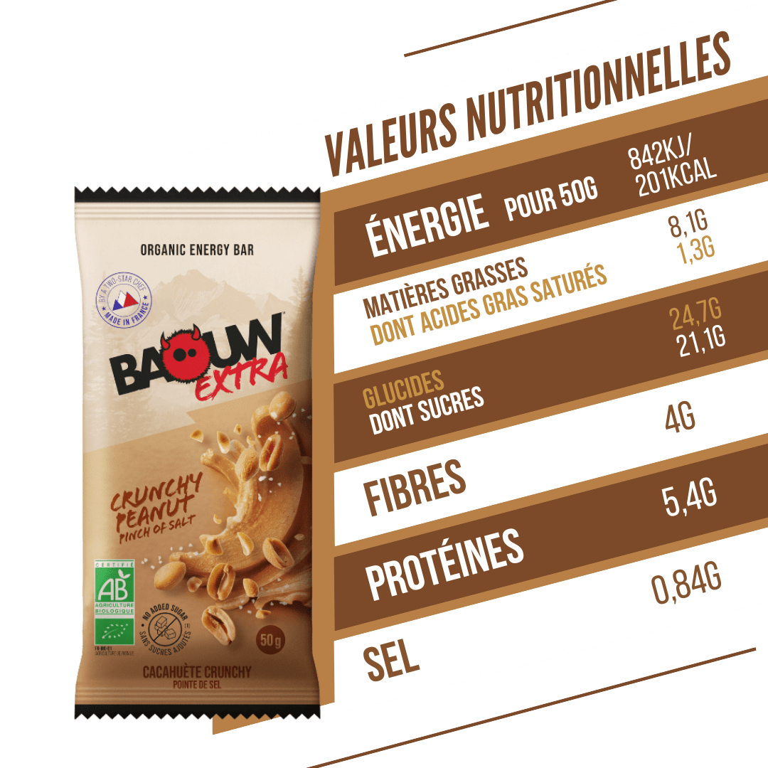 BAOUW ORGANIC EXTRA Crocante Barra energética de amendoim (50g)