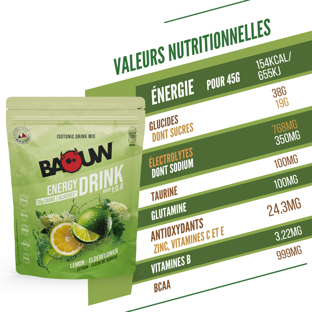 BAOUW ISOTONIC Bebida energética (585 g) Limão e sabugueiro