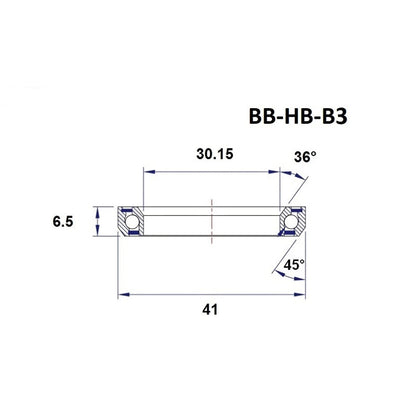 Rolamento de Direção BLACK BEARING B3 1-1/8" 36/45° (30,15 x 41 x 6,5 mm)