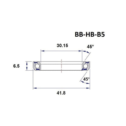 Rolamento de Direção BLACK BEARING B5 1-1/8" 45/45° (30,15 x 41,8 x 6,5 mm)