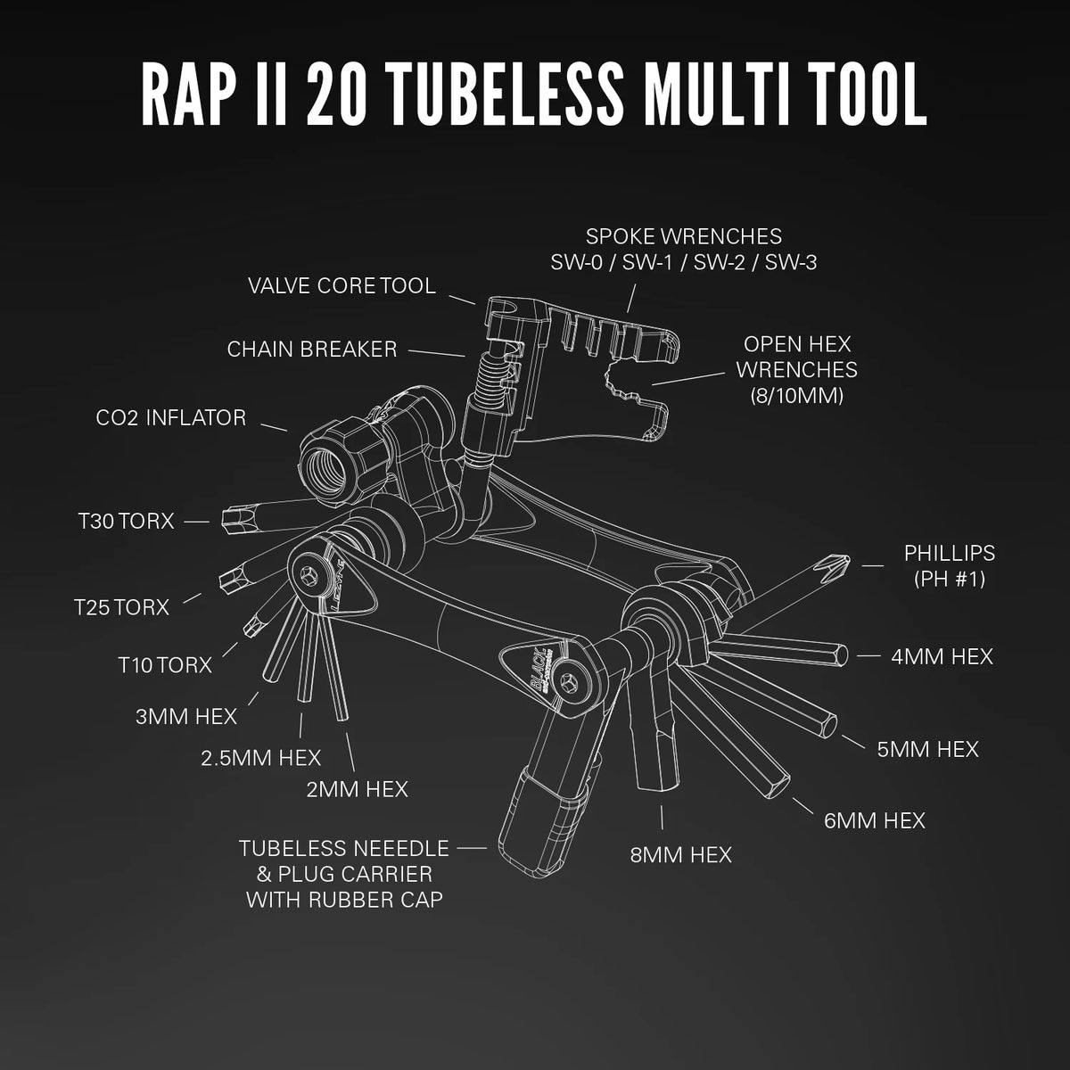 Multiferramenta LEZYNE RAP II 20 Tubeless