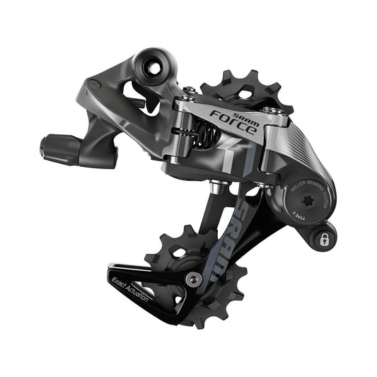 Desviador traseiro SRAM FORCE 1 11V de caixa média – vista do produto sobre fundo branco