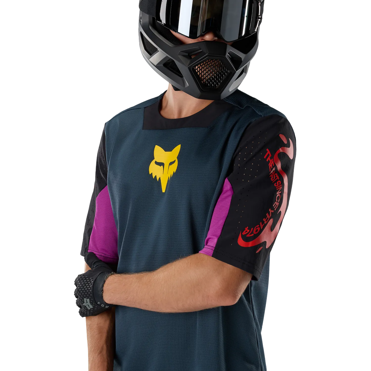 Camisola FOX DEFEND CREATION Mangas Curtas Azul