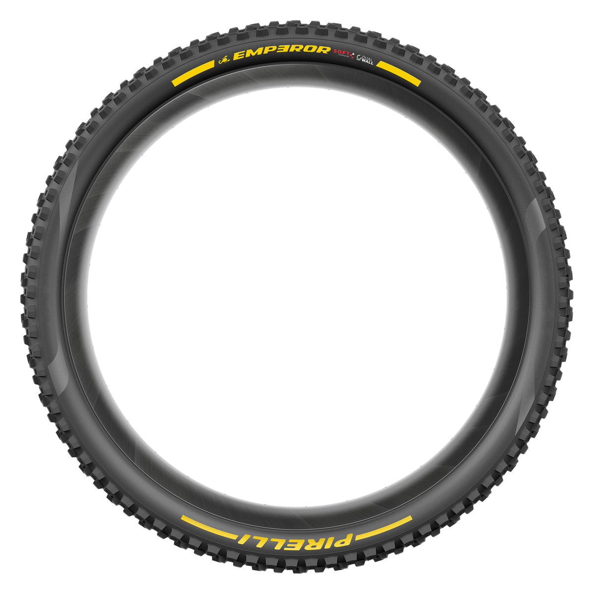 Pneu PIRELLI SCORPION EMPEROR 27.5x2.40 Soft DualWall Tubeless Ready de talão flexível preto/amarelo Team Edition