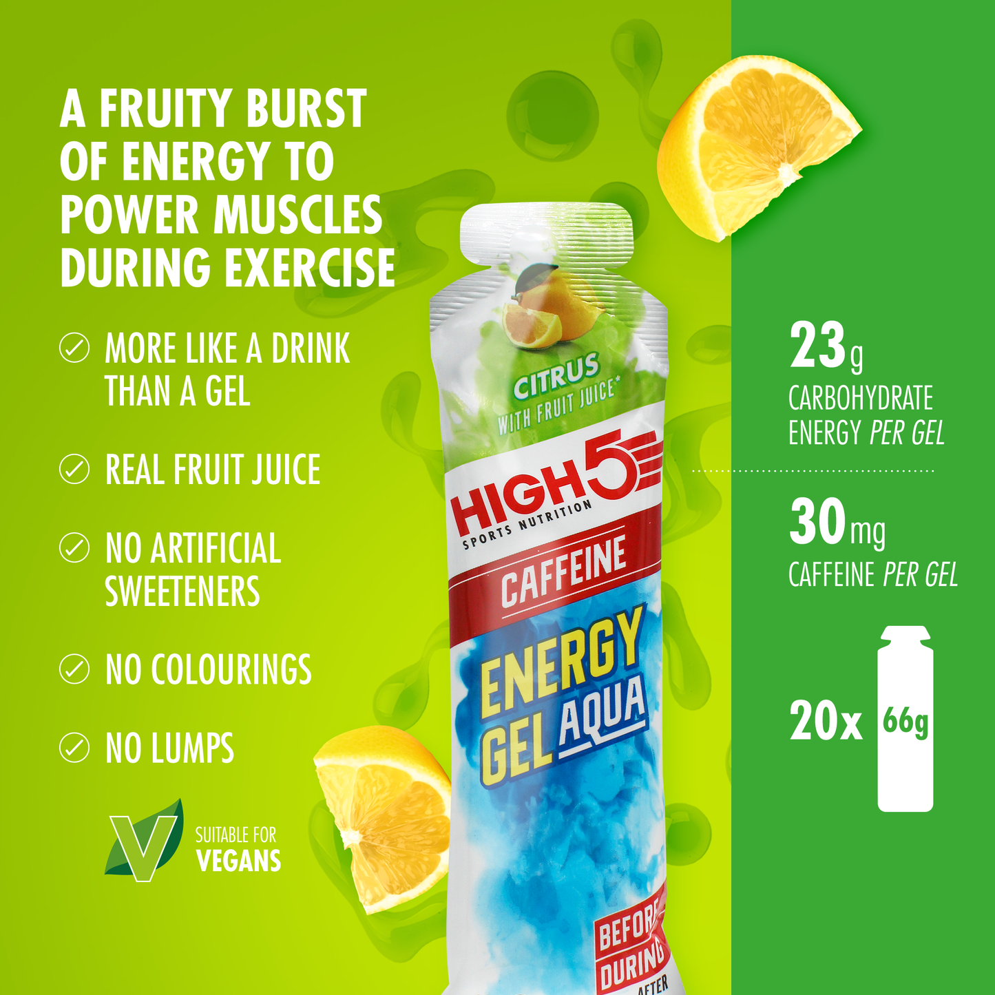 HIGH5 ENERGY GEL Aqua Cafeína (66g) Limão