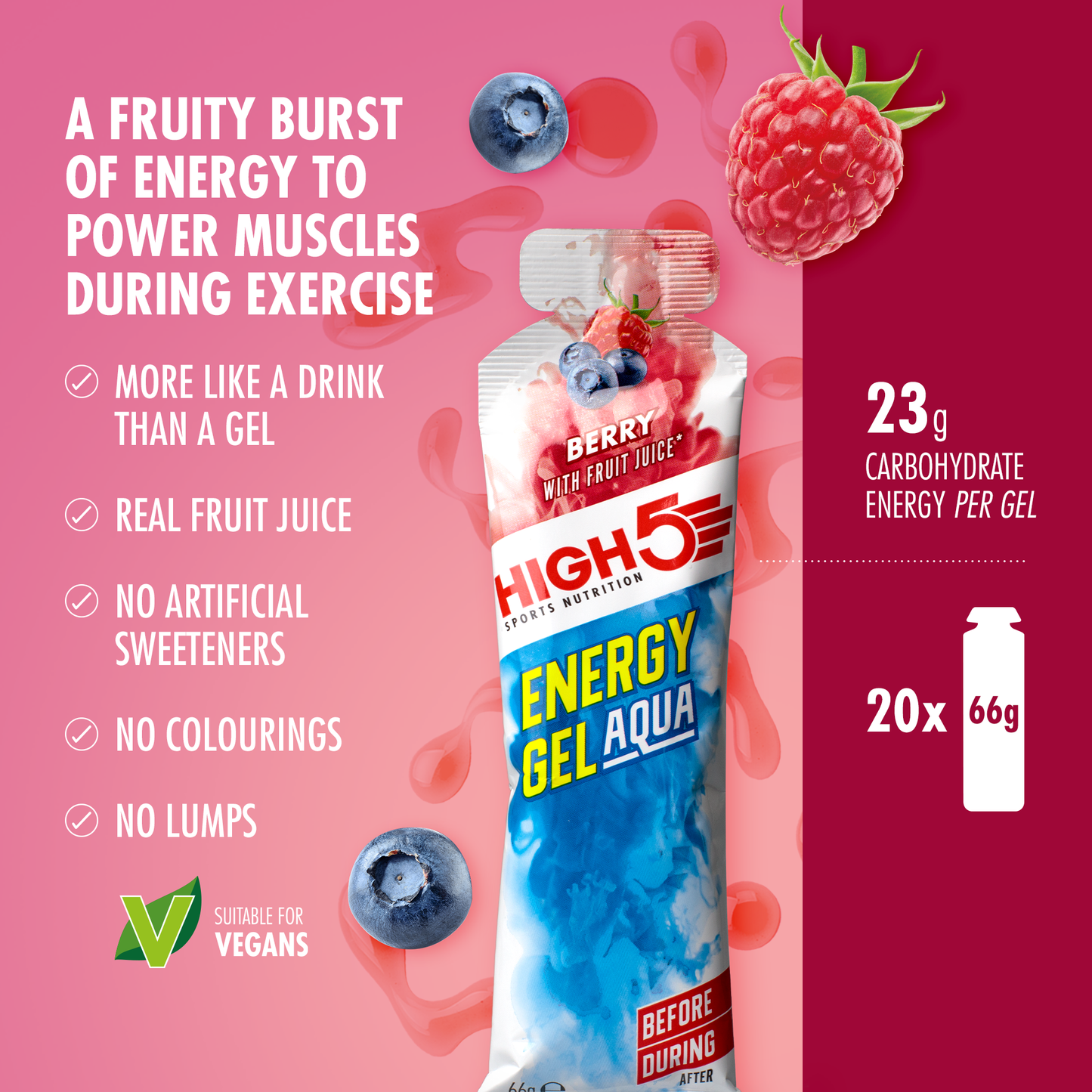 HIGH5 ENERGY GEL Aqua (66g) Frutos Vermelhos
