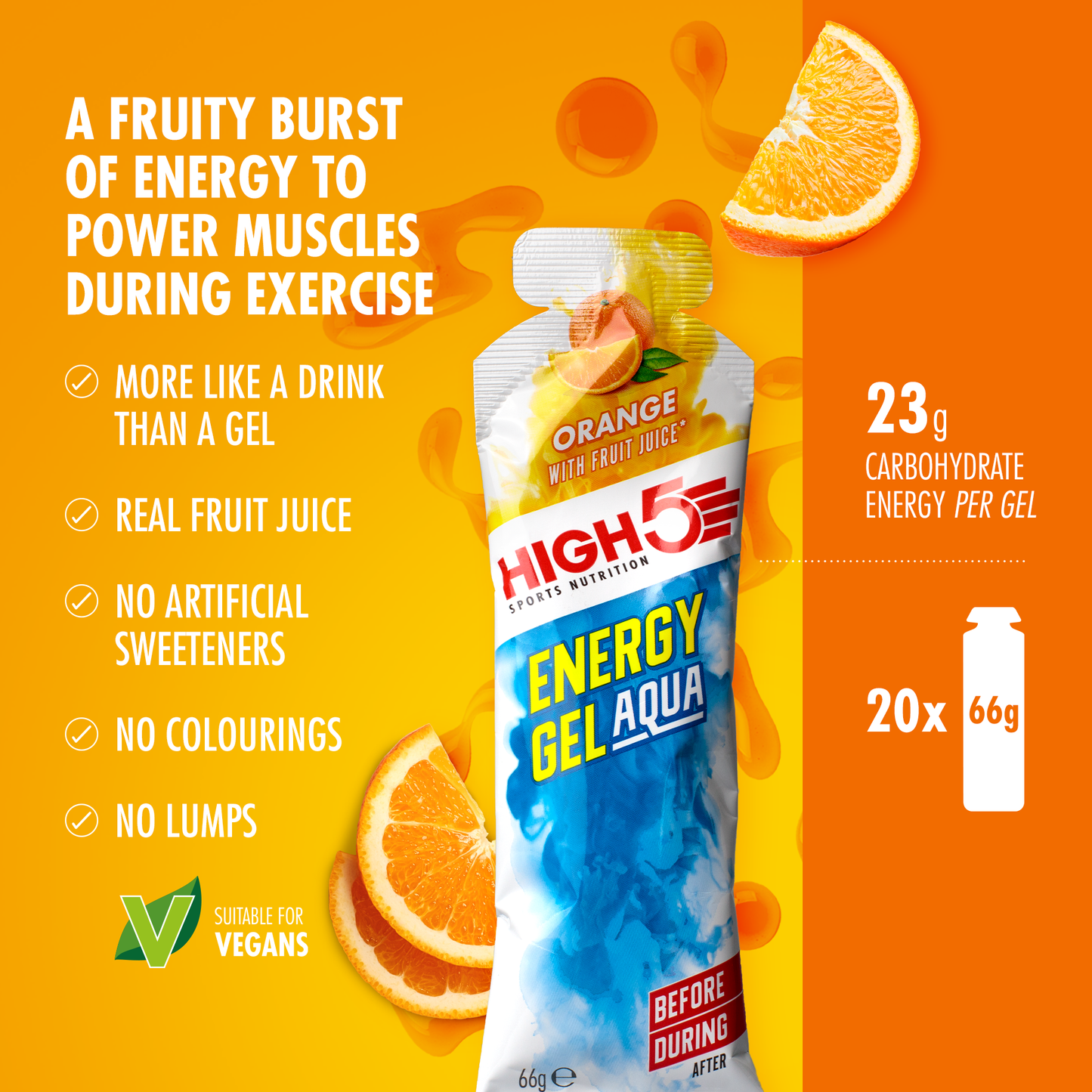 HIGH5 ENERGY GEL Aqua (66g) Laranja