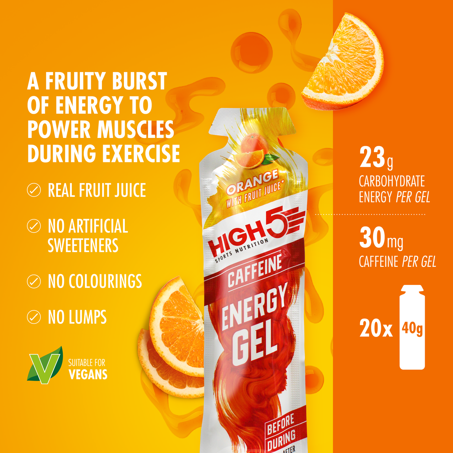 HIGH5 ENERGY GEL Cafeína (40g) Laranja
