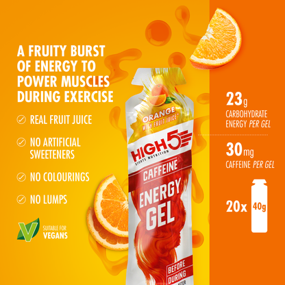 Gel Energético HIGH5 ENERGY GEL Cafeína (40 g) Laranja