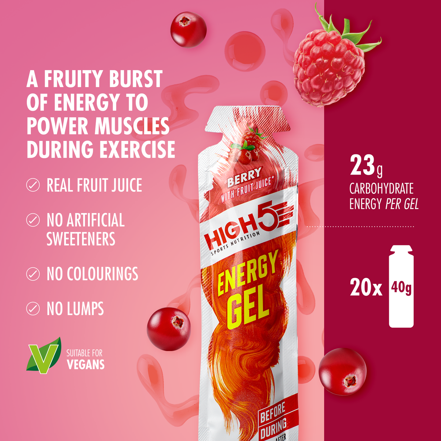 HIGH5 ENERGY GEL (40g) Bagas vermelhas
