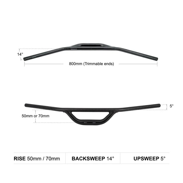Guiador plano elevado REDSHIFT Rise 70 mm 800 mm